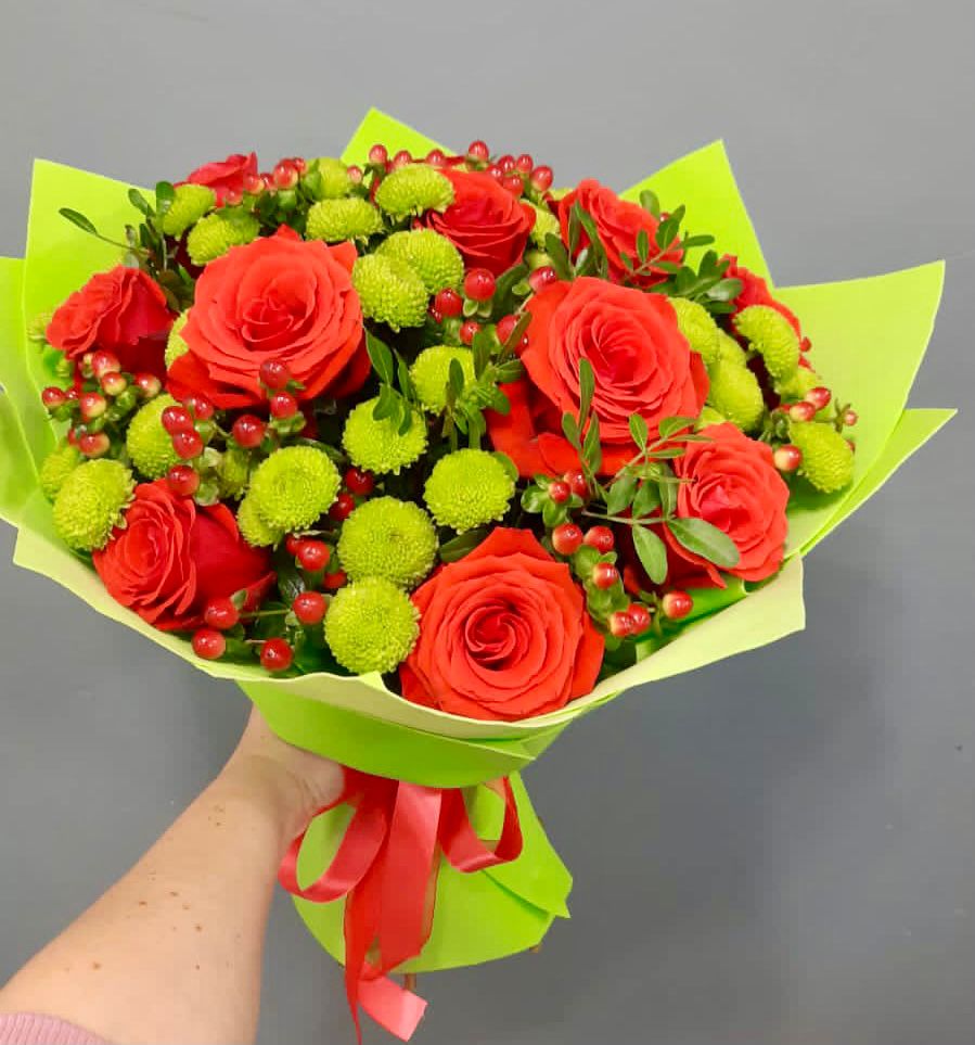 Букет цветов из: Хризантемы и Розы в Духовницкое