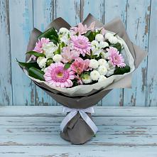 Букет цветов из:  Герберы, Альстромерии и Хризантемы в Духовницкое