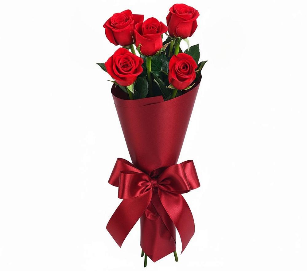 Букет 5 Красных роз Эдлесс Лав в Духовницкое