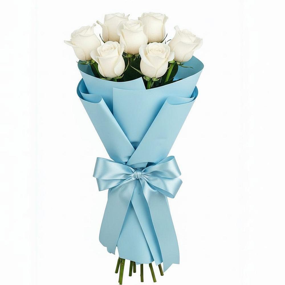 Букет 7 белых роз Проуд в Духовницкое
