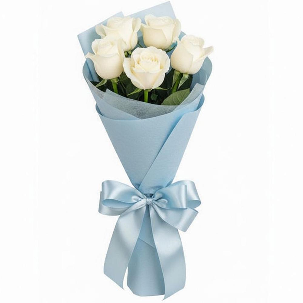 Букет 5 Белых роз Проуд в Духовницкое