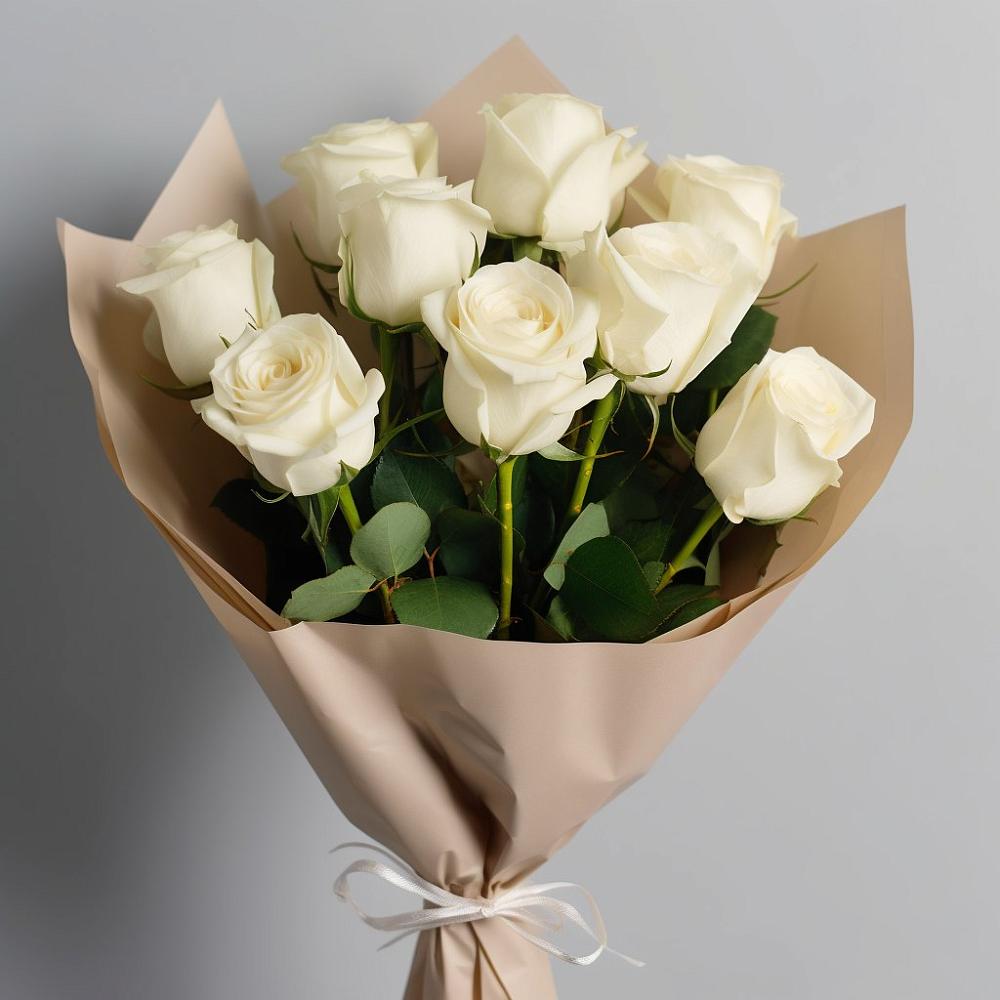 Букет 9 Белых роз Эдлесс Лав в Духовницкое