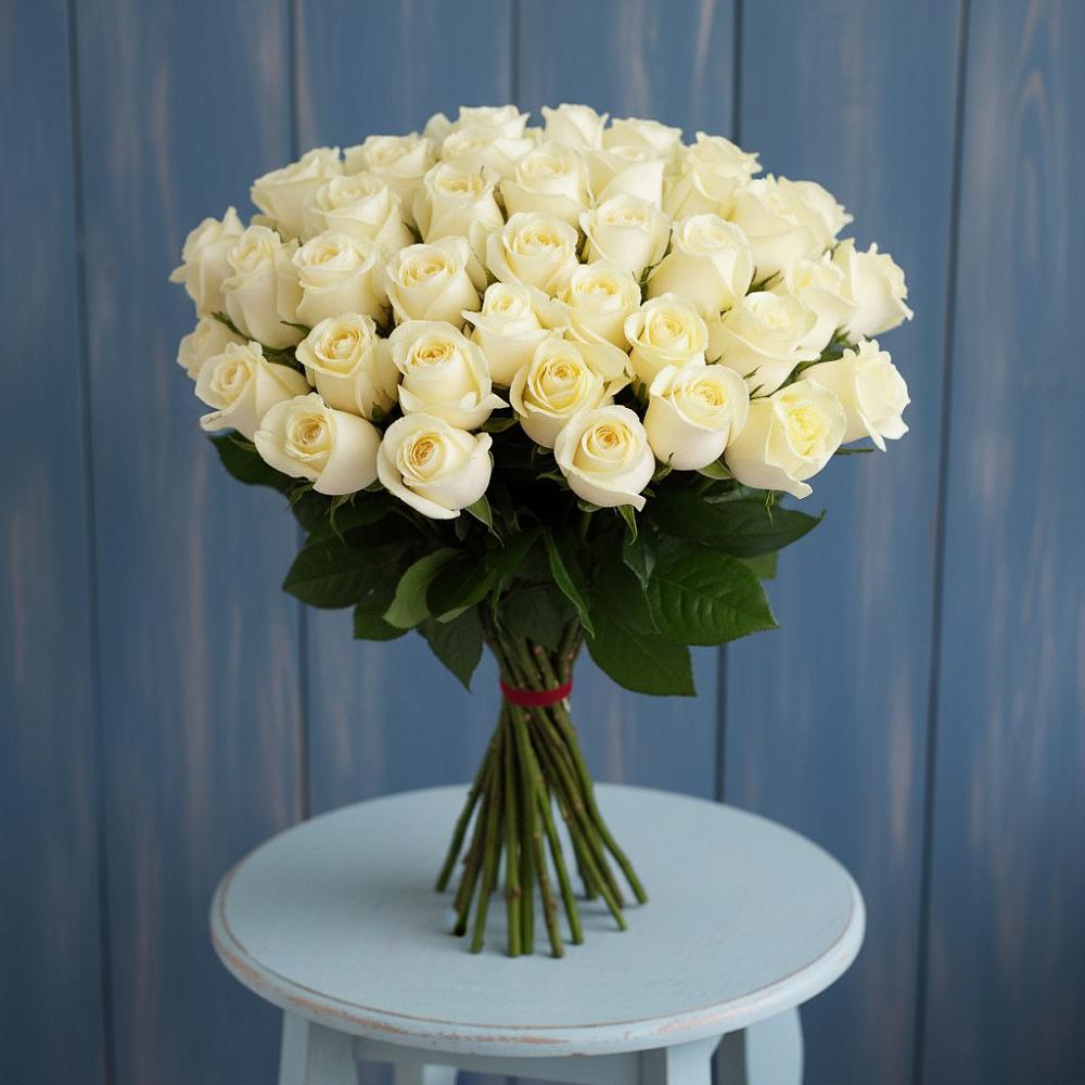 Букет 51 Белая роза Эдлесс Лав в Духовницкое