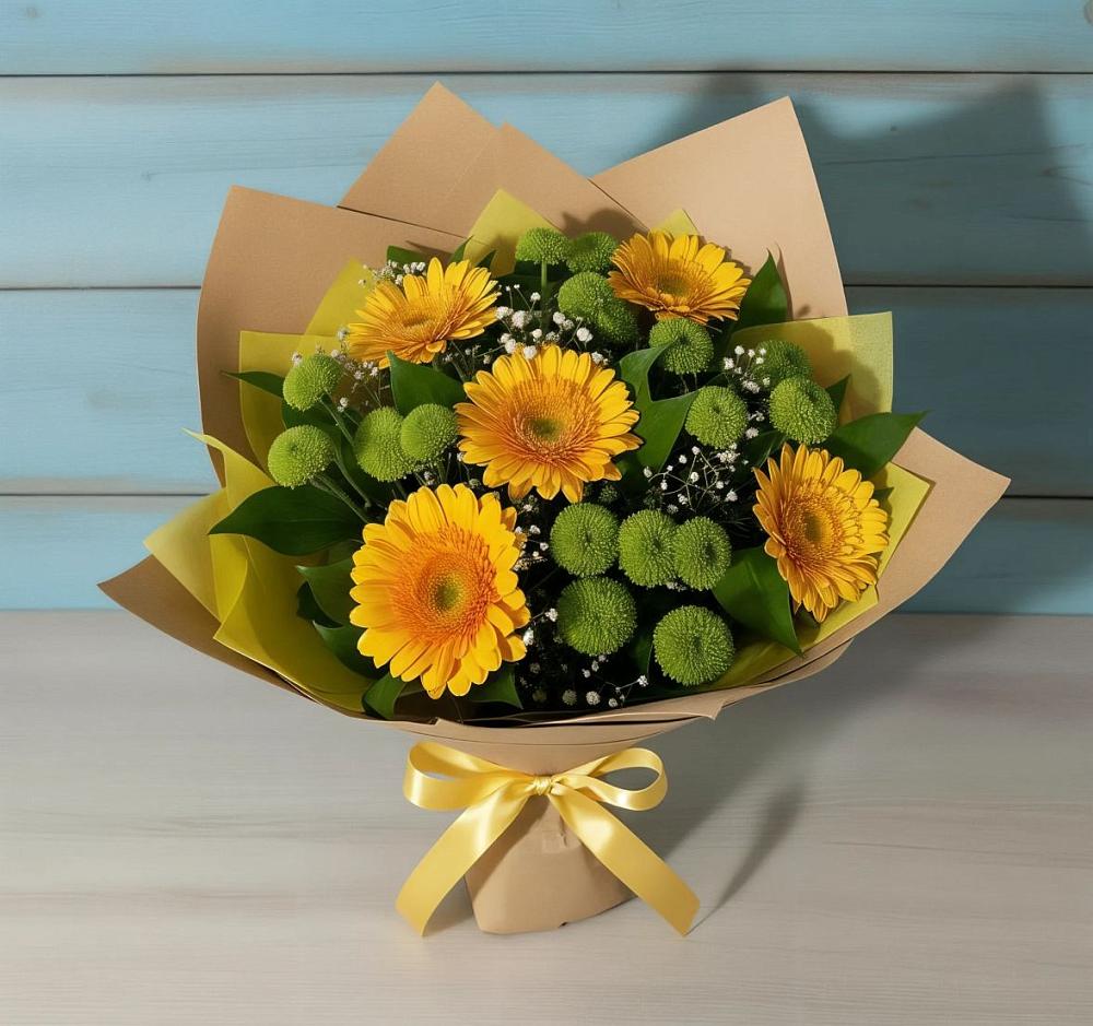 Букет цветов из: Герберы и Хризантемы в Духовницкое