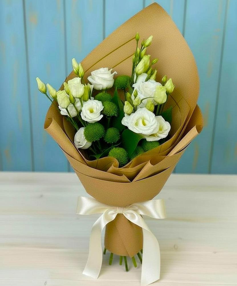 Букет цветов из: Хризантемы и Лизиантусы в Духовницкое