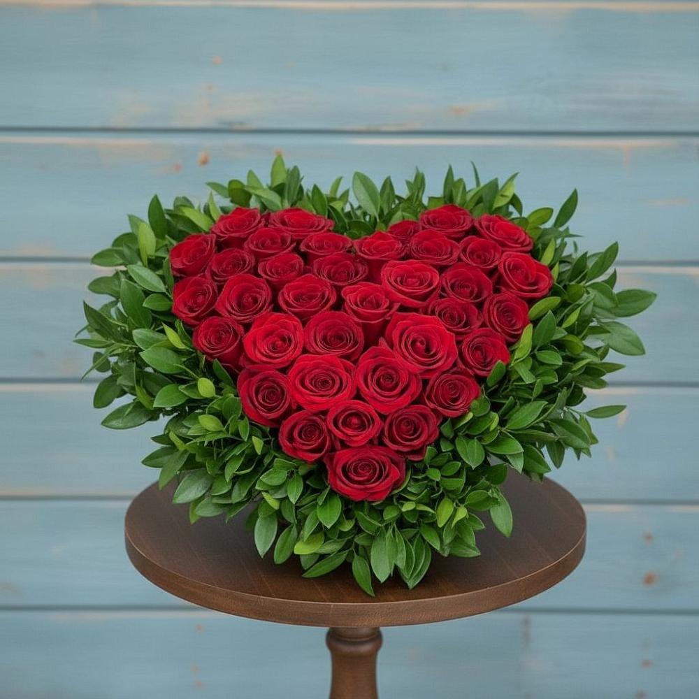 Цветочная композиция из Розы в виде сердца в Духовницкое