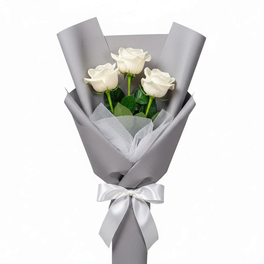 Букет 3 белые розы в Духовницкое