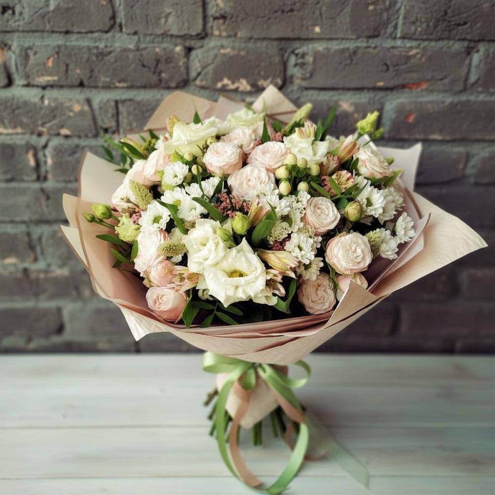 Букет цветов из: Альстромерии, Розы и Хризантемы в Духовницкое