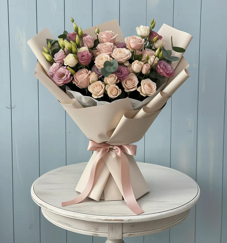 Букет цветов из: Розы и Лизиантусы в Духовницкое