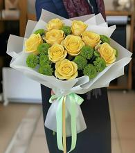 Букет цветов из:  Хризантемы и Розы в Духовницкое