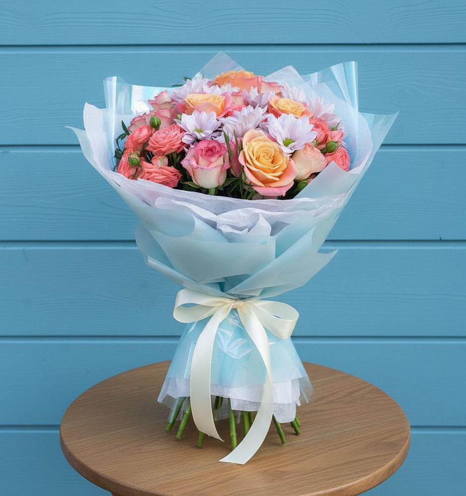 Букет цветов из: Хризантемы и Розы в Духовницкое