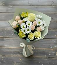 Букет цветов из:  Альстромерии, Розы и Хризантемы в Духовницкое