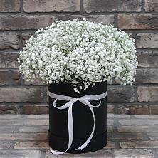 Цветочная композиция из Гипсофила в шляпной коробке в Духовницкое