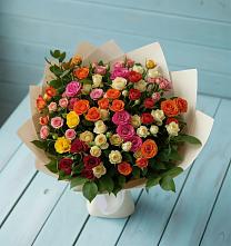 Букет Микс из разноцветных кустовых роз в Духовницкое